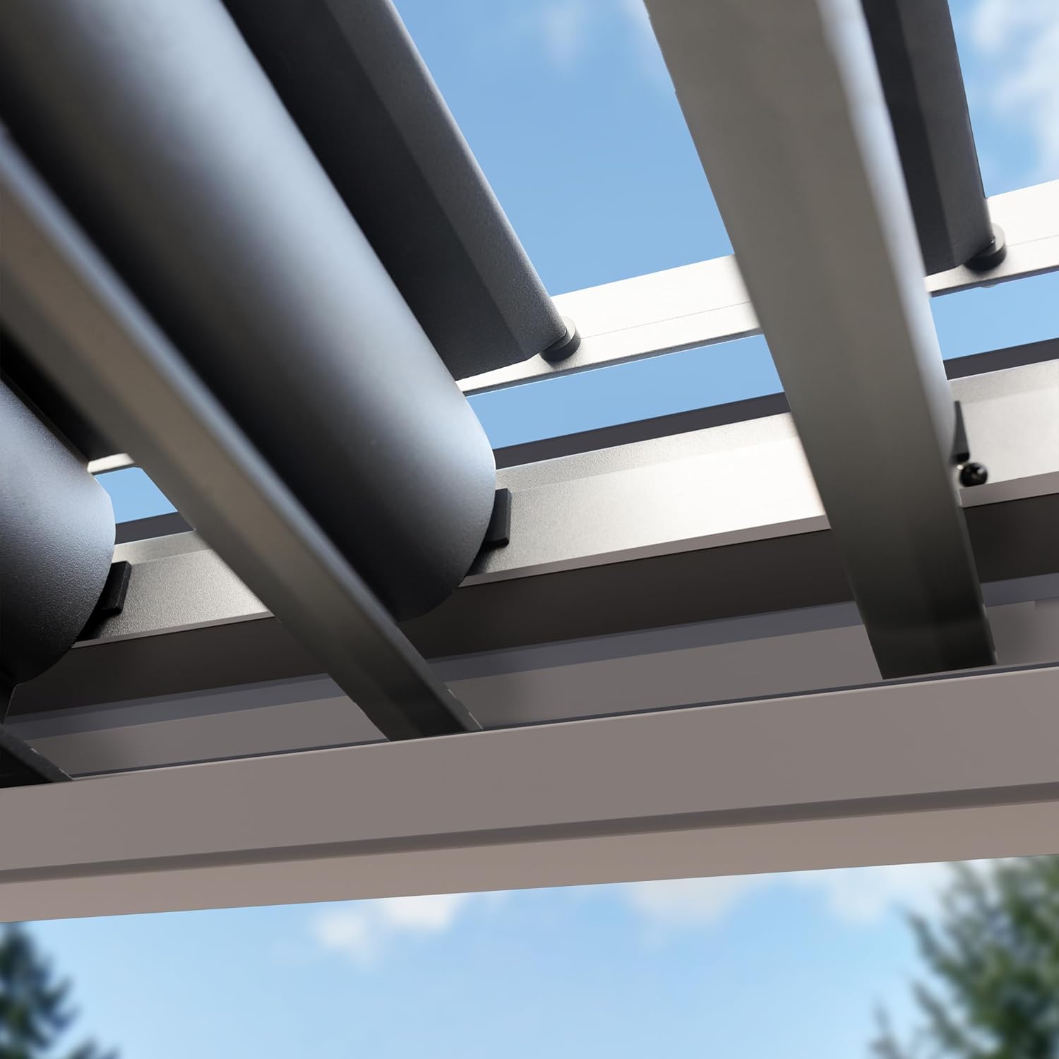 PRIMEYARD - Pergola 3x3 m aluminium, lames orientables, gris
