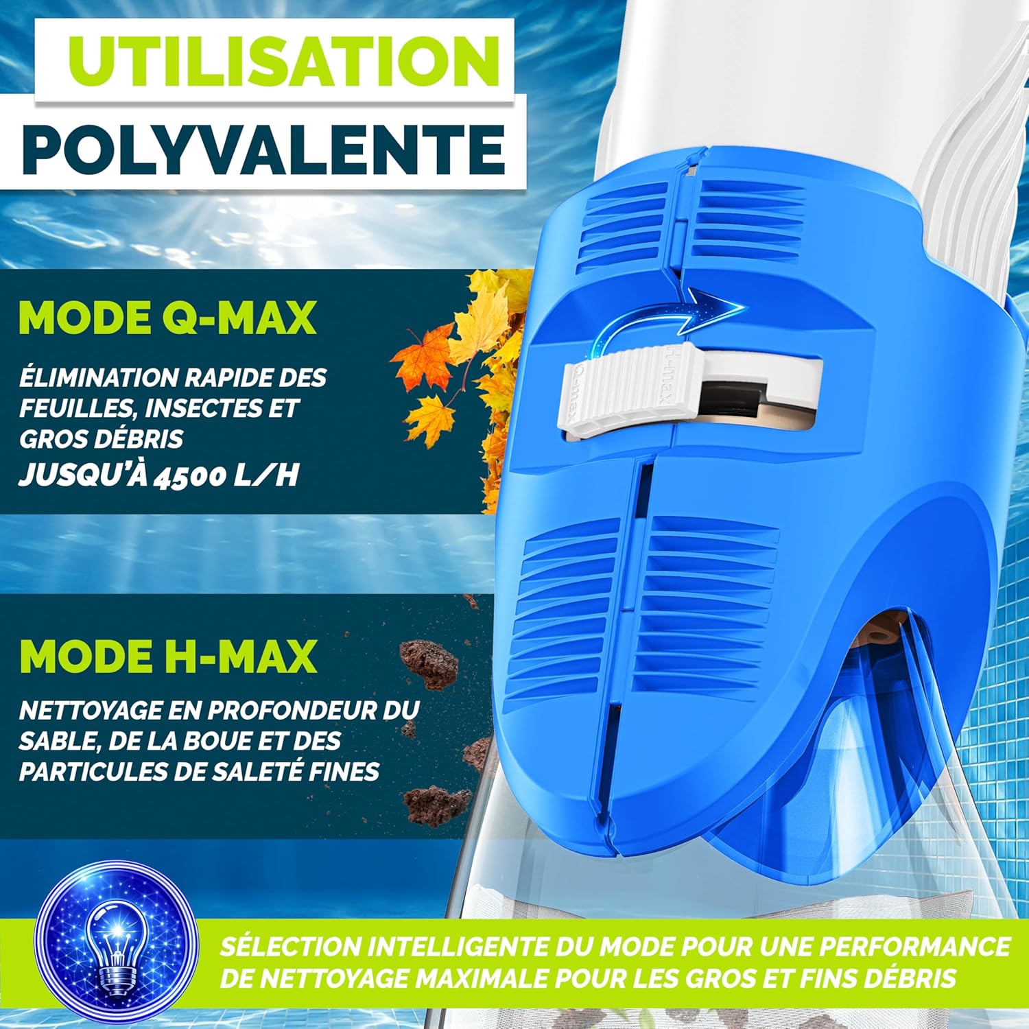 tillvex - Aspirateur piscine électrique - manche télescopique - filtre intégré - autonomie 60 min
