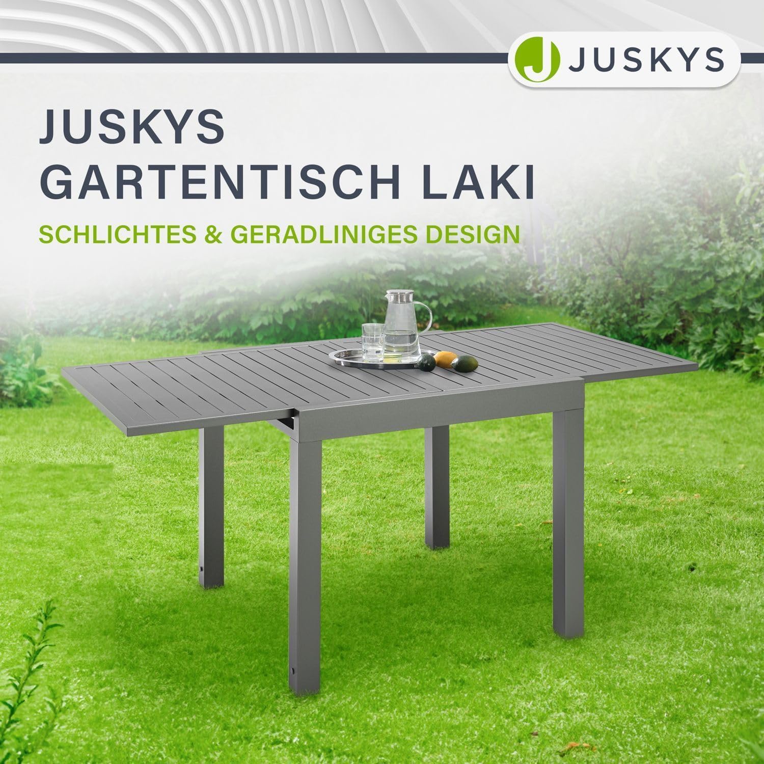 Juskys - Table de jardin Laki - 70x70 cm extensible - Aluminium anthracite