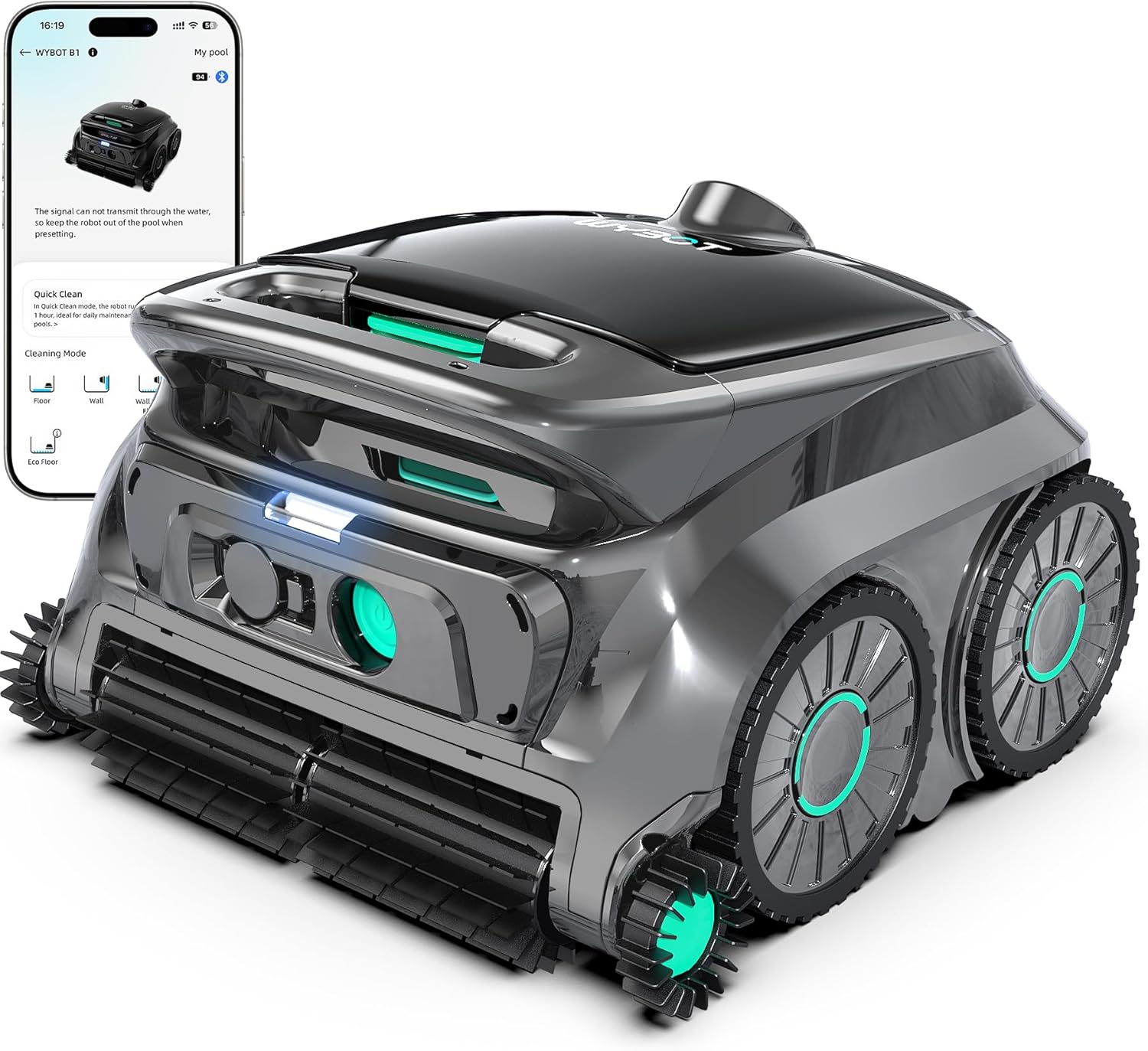 WYBOT - Robot piscine OS600 - nettoyage parois, 120 min, sans fil, OS600