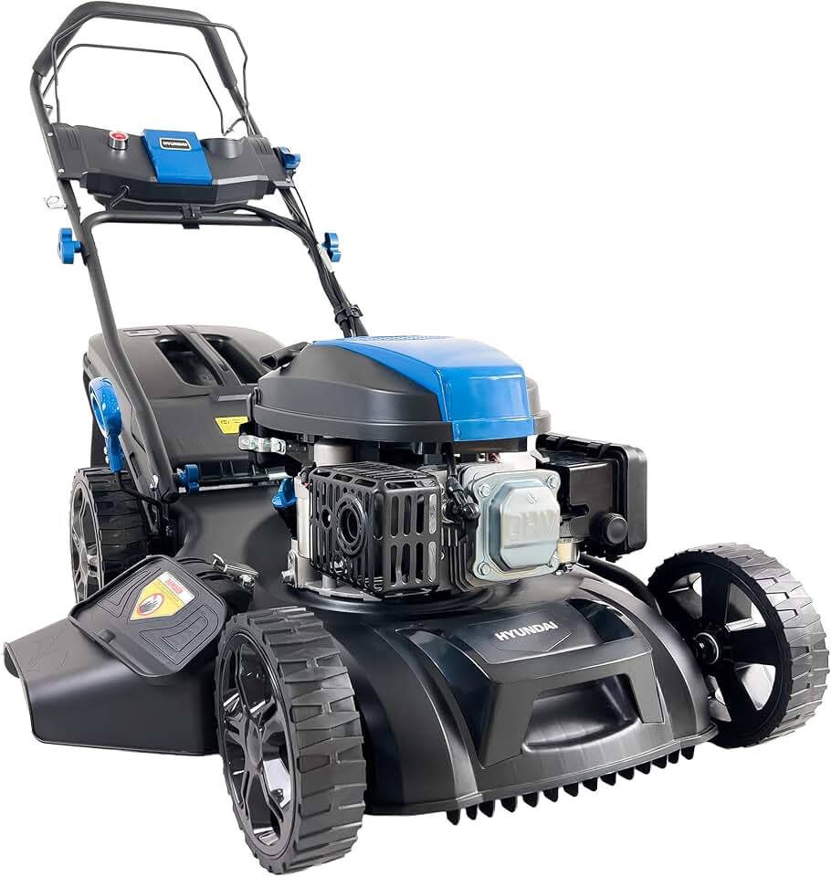 Hyundai - tondeuse thermique autotractée 51cm, moteur 196CC, démarrage électrique, 4-en-1, bac 60L