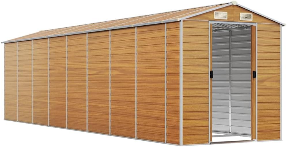 vidaXL Abri de Jardin Marron Clair 191x725x198 cm Acier galvanisé