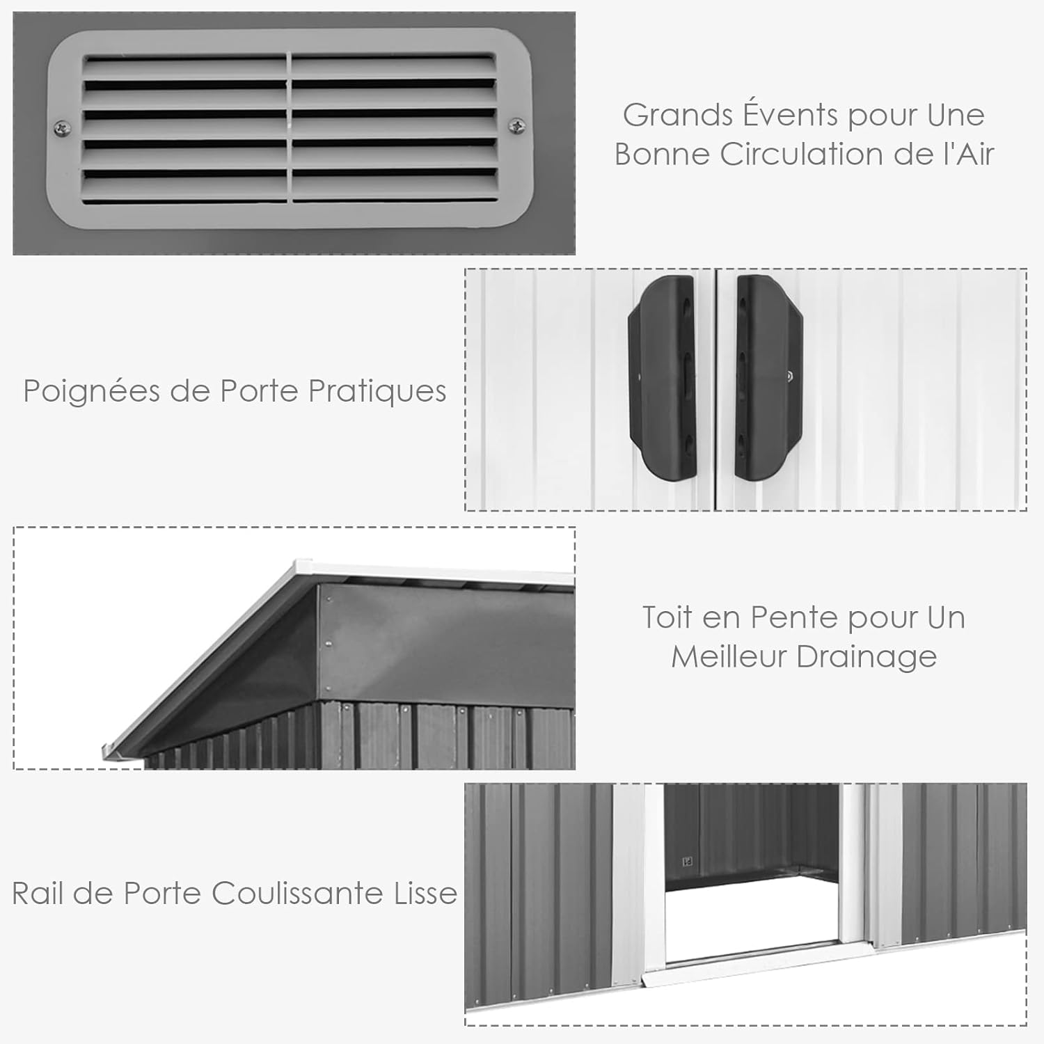 RELAX4LIFE - abri de jardin acier galvanisé 238x131x181cm, ventilé, double porte - RELAX4LIFE3,11㎡