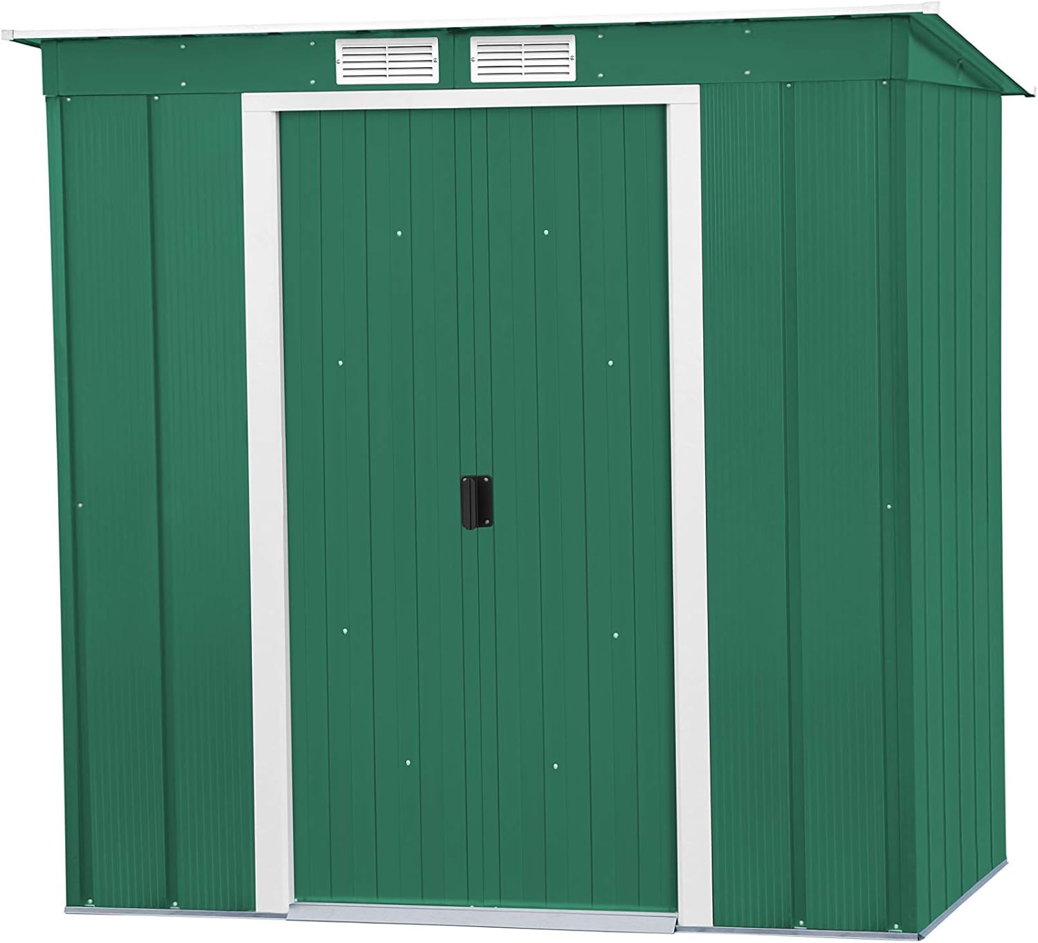Duramax ECO 6 x 4 (2.17 m²) abri de jardin en métal à toit pentu, Abri de jardin en métal galvanisé à chaud, Abri de stockage d'outils, structure de toit renforcée, vert