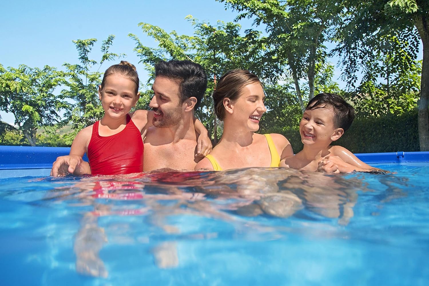 Bestway – Steel Pro – Piscine rectangulaire pour Enfant – avec Cadre en Acier et Pompe filtrante Piscine pour Enfant. 400 x 211 x 81 cm Bleu