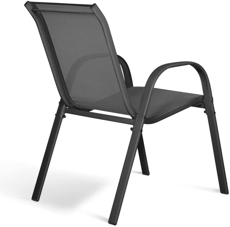 IDMarket - Madrid salon de jardin 190 cm, 8 chaises empilables, gris anthracite
