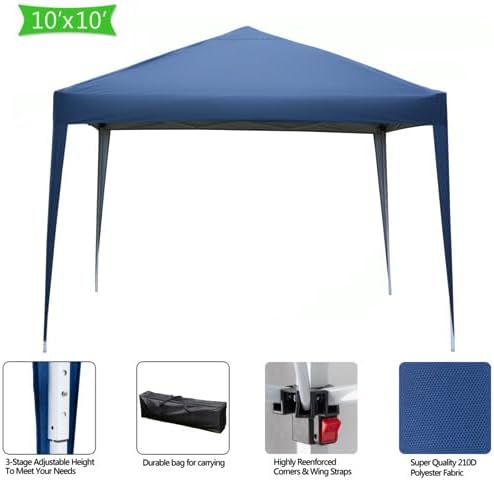 Bonnlo - Tonnelle de Jardin Pliante 3x3 - Imperméable, tente pop-up, sac de transport, auvent - Bleu - BONNLT3103