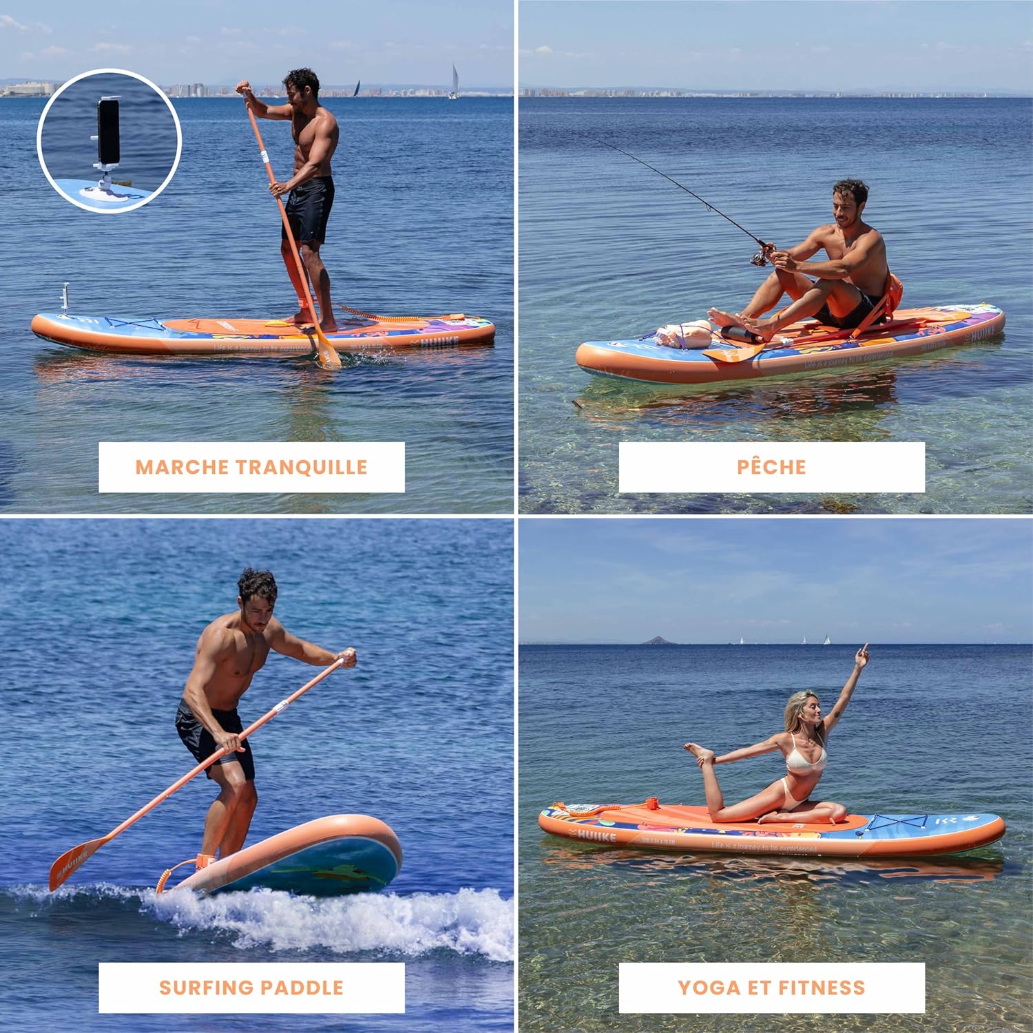 HUIIKE - Paddle gonflable adulte - 305x84x15 cm - grande stabilité, accessoires inclus