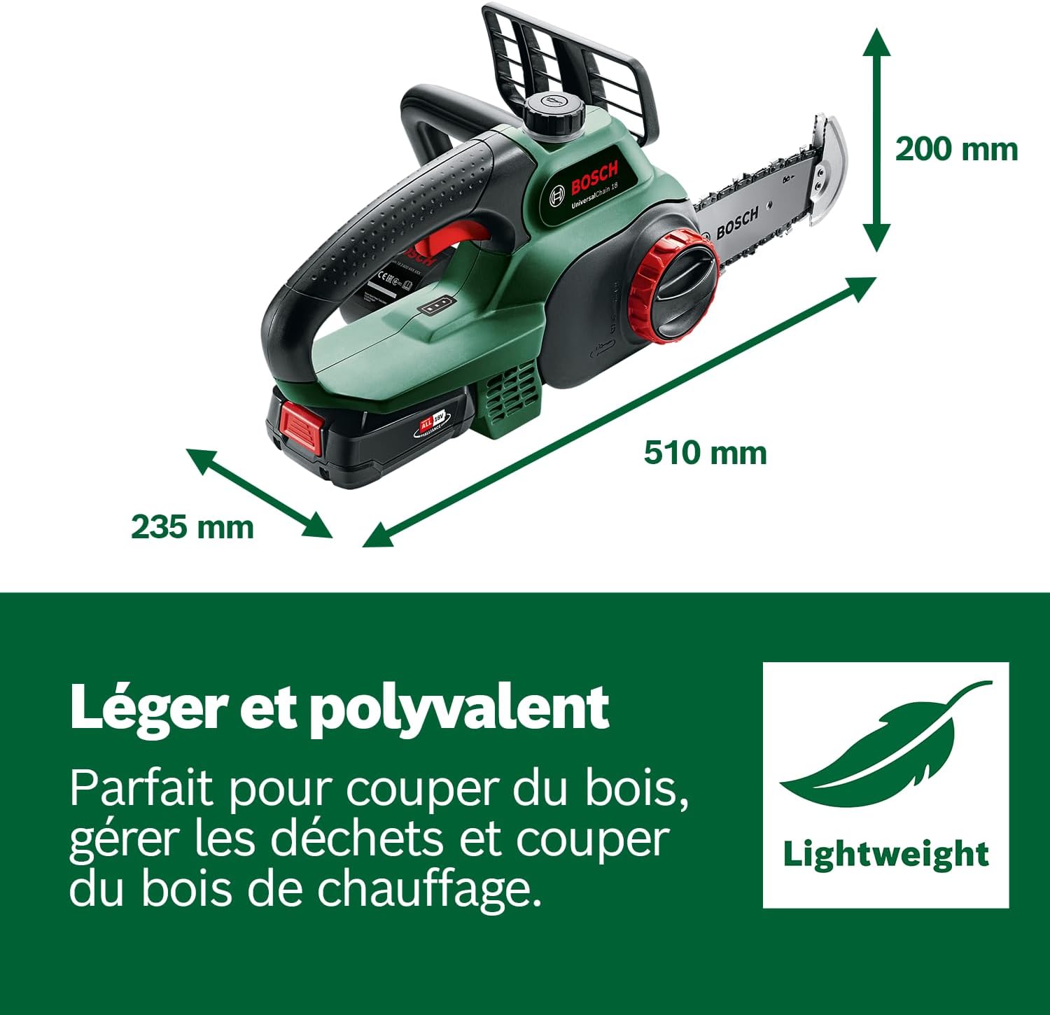 Bosch - UniversalChain 18 - guide 20cm - sans batterie, huile 80ml