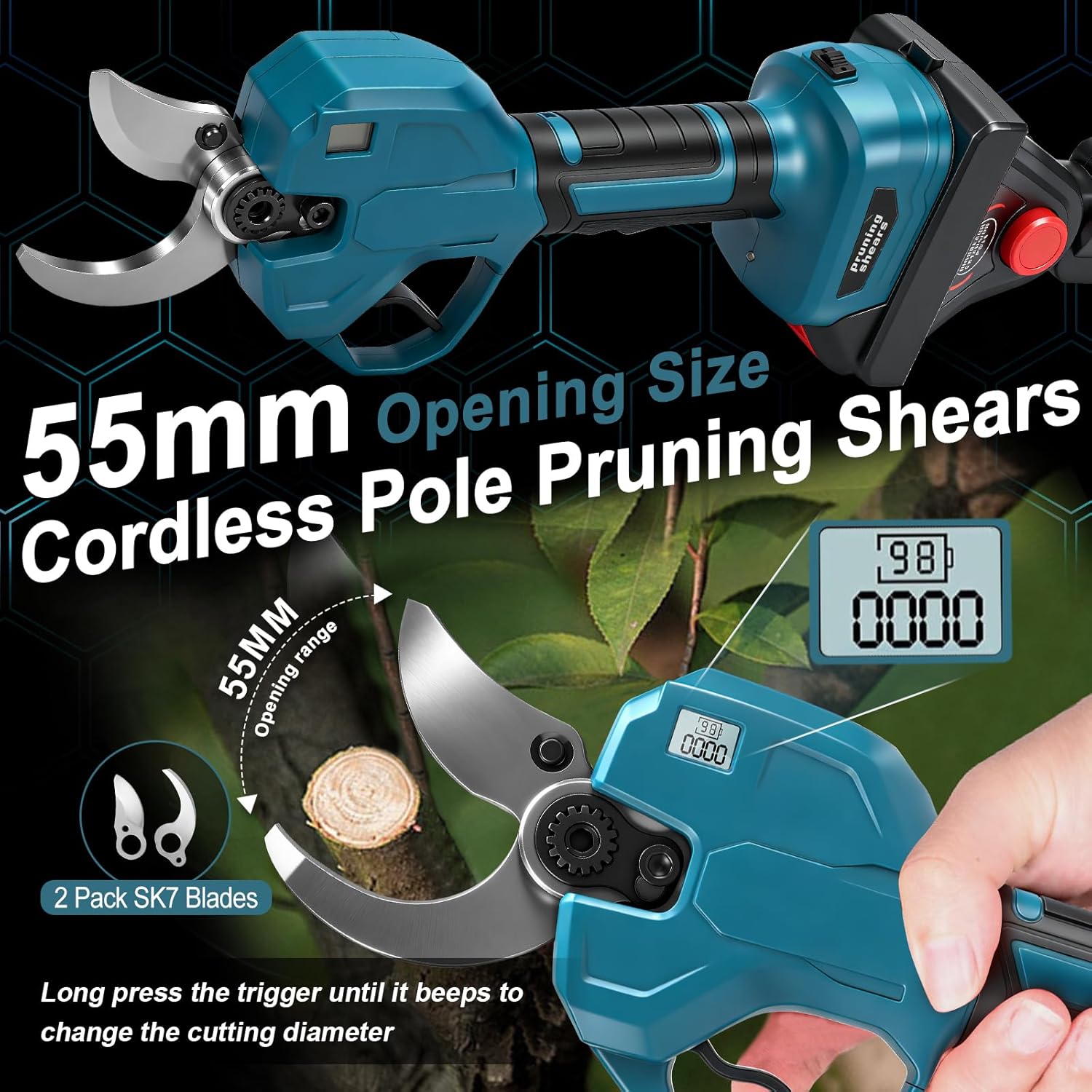 panthem - Mini tronçonneuse 4 en 1, 4,1 m portée, 2x4Ah, moteur brushless, pour Makita 18V