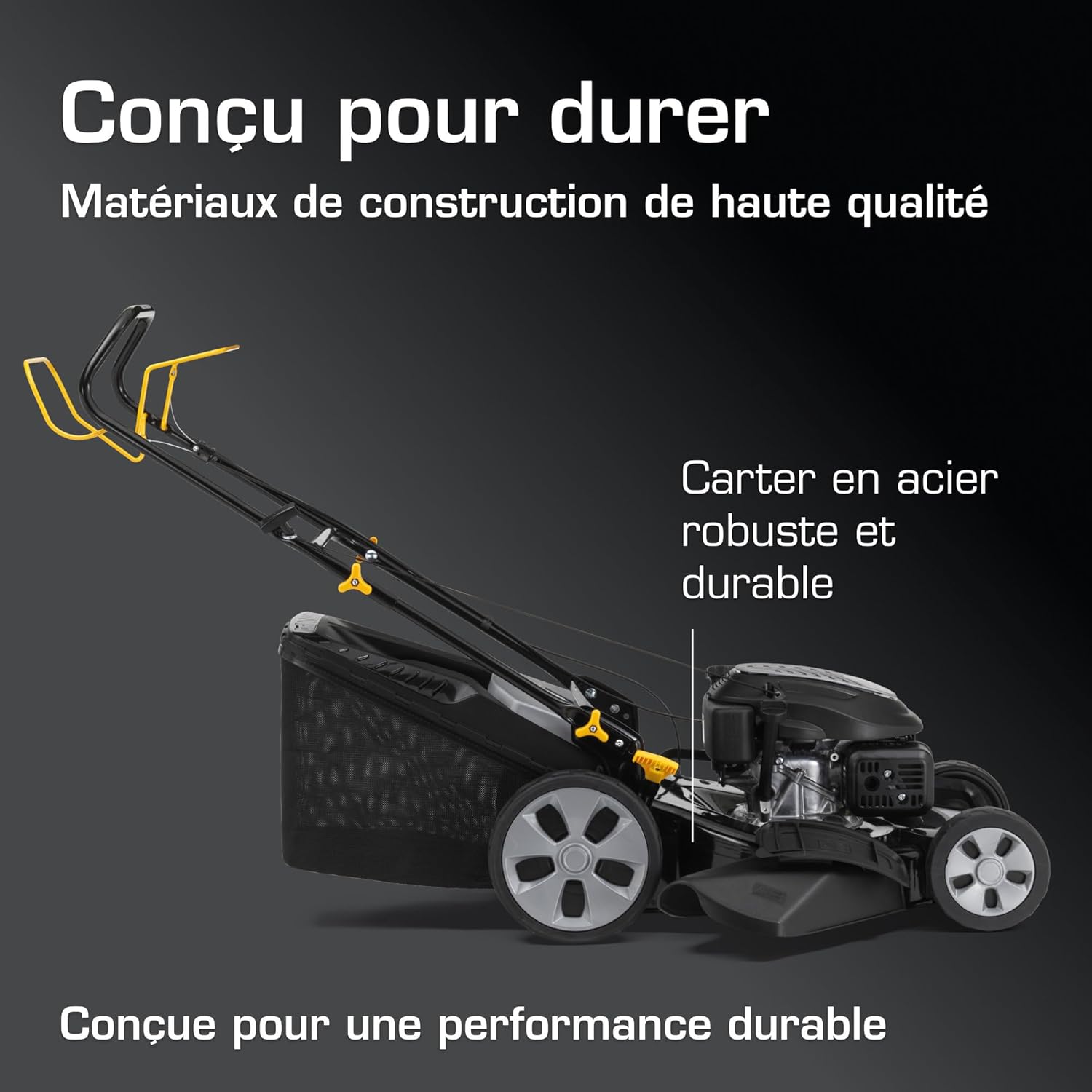 ALPINA AL5 51 SAQ Tondeuse à Gazon tractée - Moteur 166cc, Largeur de Coupe 51cm, bac de ramassage 60L, système de Coupe 4 en 1