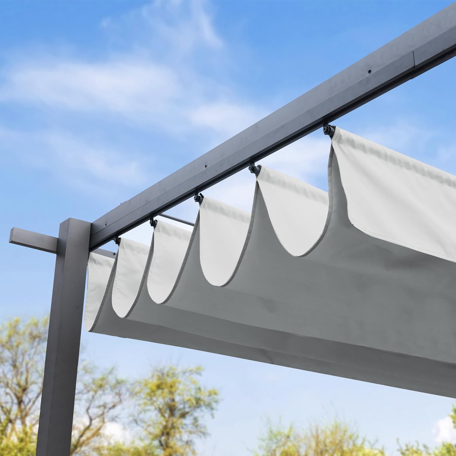 Primeyard - Pergola pavillon rétractable 3x3 m acier gris