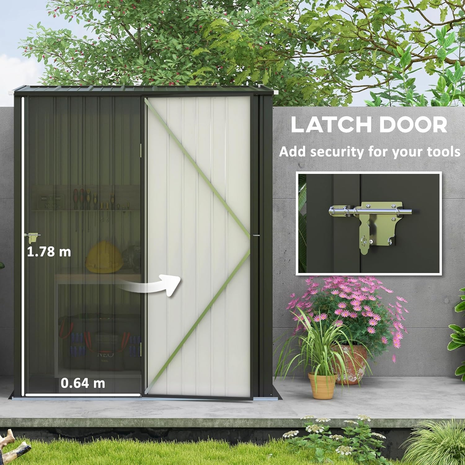 Outsunny - abri de jardin acier, 161,5x94,5x196cm, serrure, noir