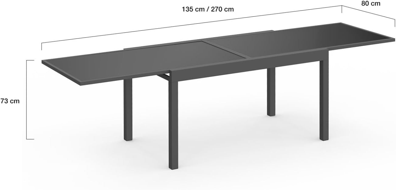 IDMarket - Madrid série - table 135-270 cm et 12 chaises empilables - gris anthracite