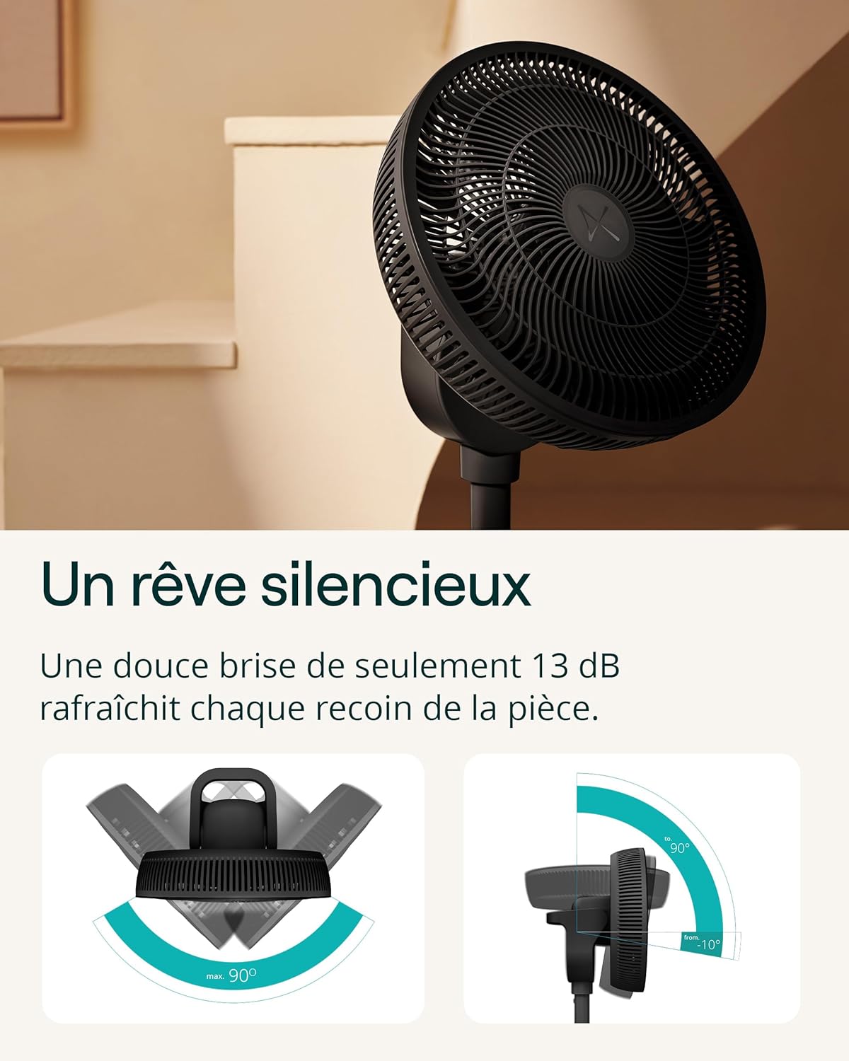 Duux - Whisper 3 - 73-95 cm - 26 vitesses, minuterie, mode nuit