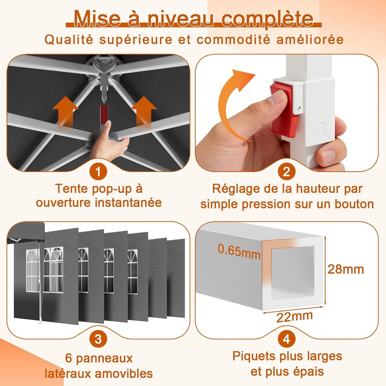 Devoko - Tonnelle pliante série Pop Up - 3x6 m - Imperméable, 6 parois, UV 50+