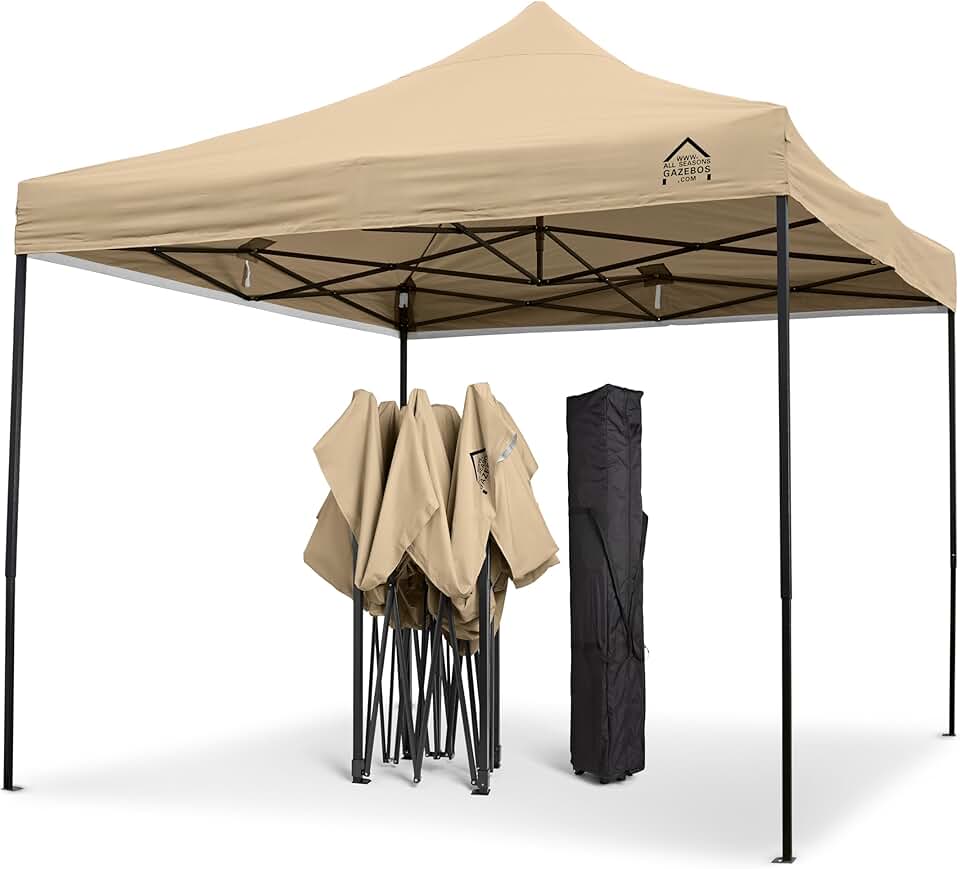 All Seasons Gazebos | Tonnelle Pliante 3x3m | Matériaux Robustes, Entièrement Étanches et de Haute Qualité (Beige)