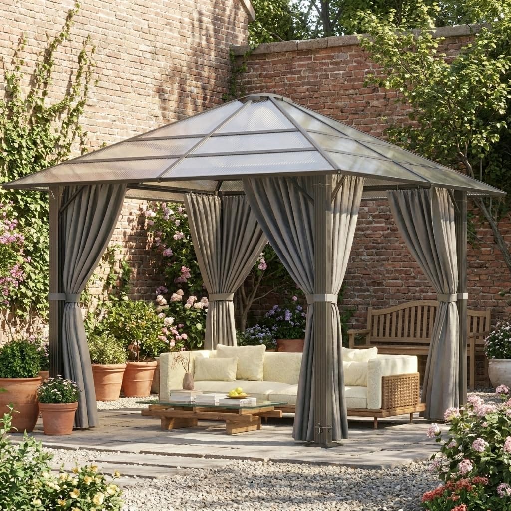 JUMMICO - pergola extérieure - 3x3m - aluminium robuste, toit anti-UV