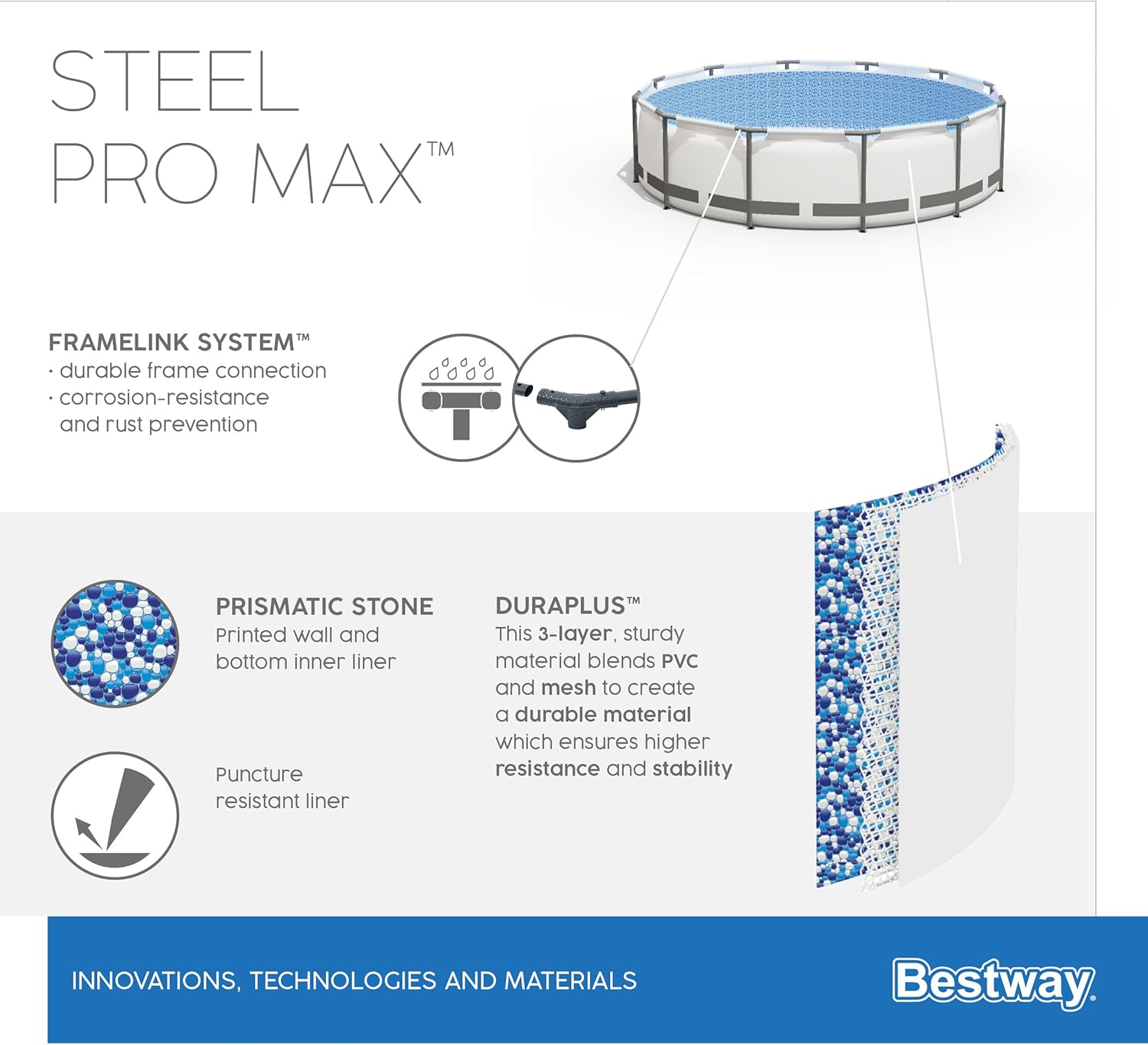 Bestway - Steel Pro Max série - 4,27x1,22m - piscine hors sol ronde