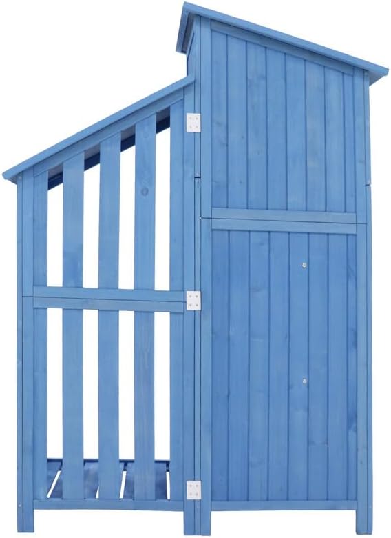 Abri de Jardin en Bois - 124x46x174cm - rangement extérieur avec serrure, toiture PVC