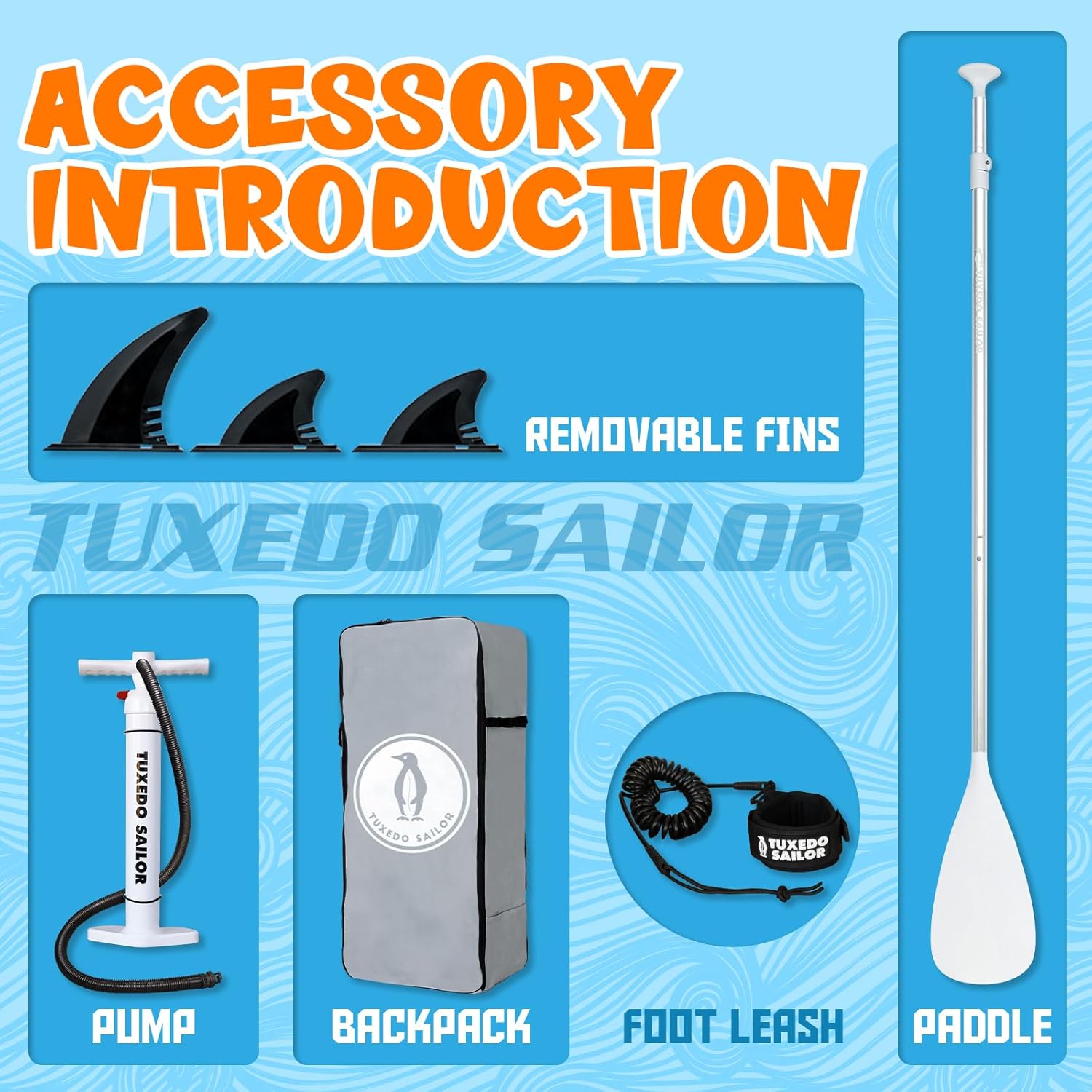 Tuxedo Sailor - Paddle Gonflable Adulte - Stand Up - accessoires complets, stabilité, design premium