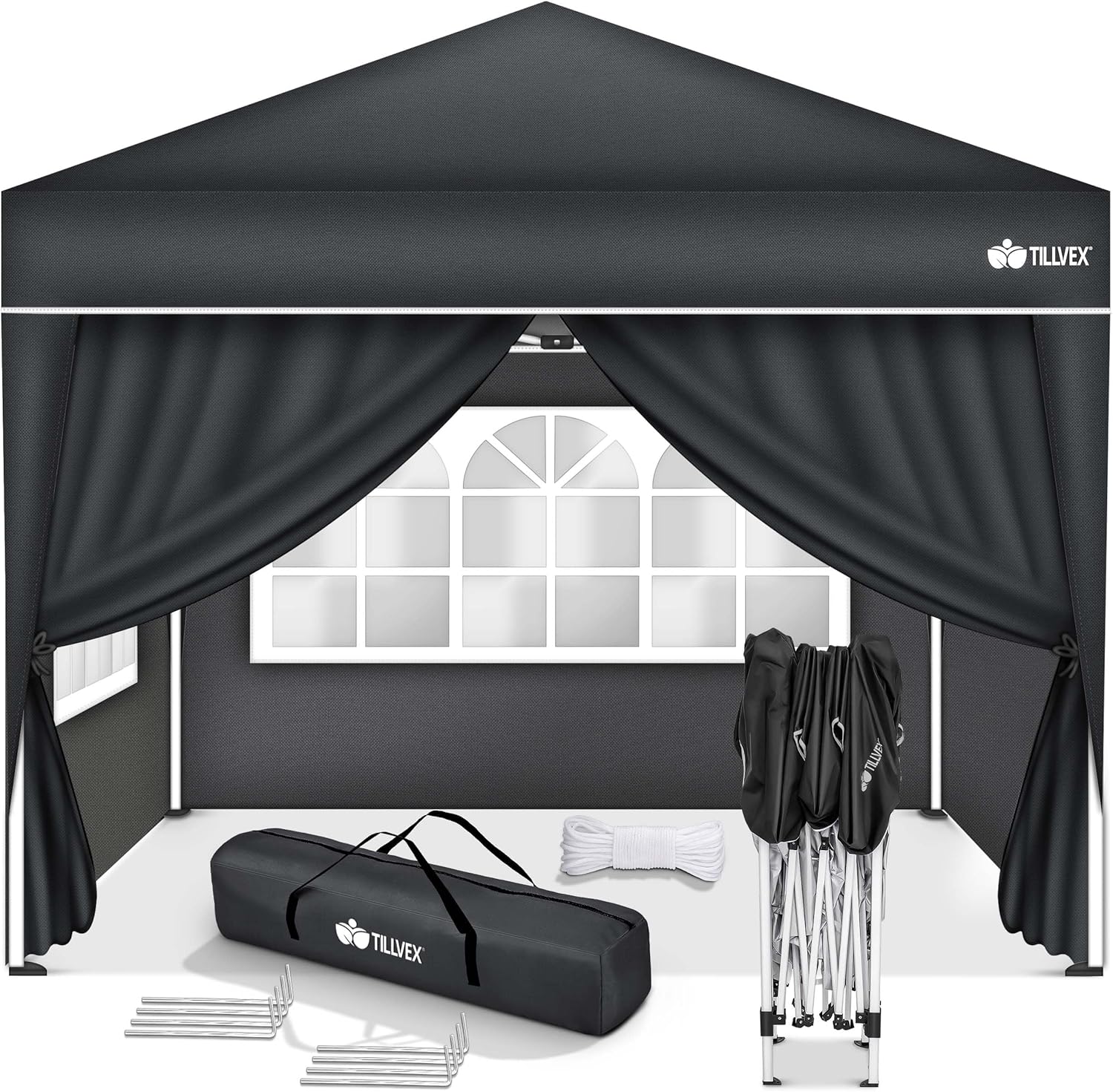 Tillvex - Tonnelle pliante 3x3m - Réglable, UV50+, sac inclus