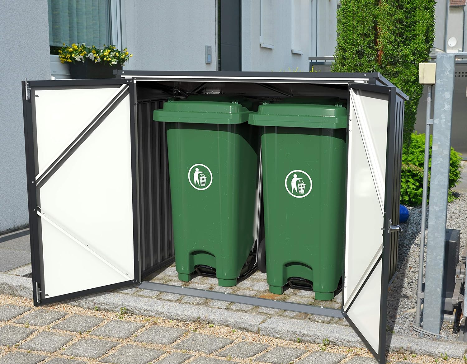 Duramax - abri poubelles double - 154x96x131 cm - métal verrouillable