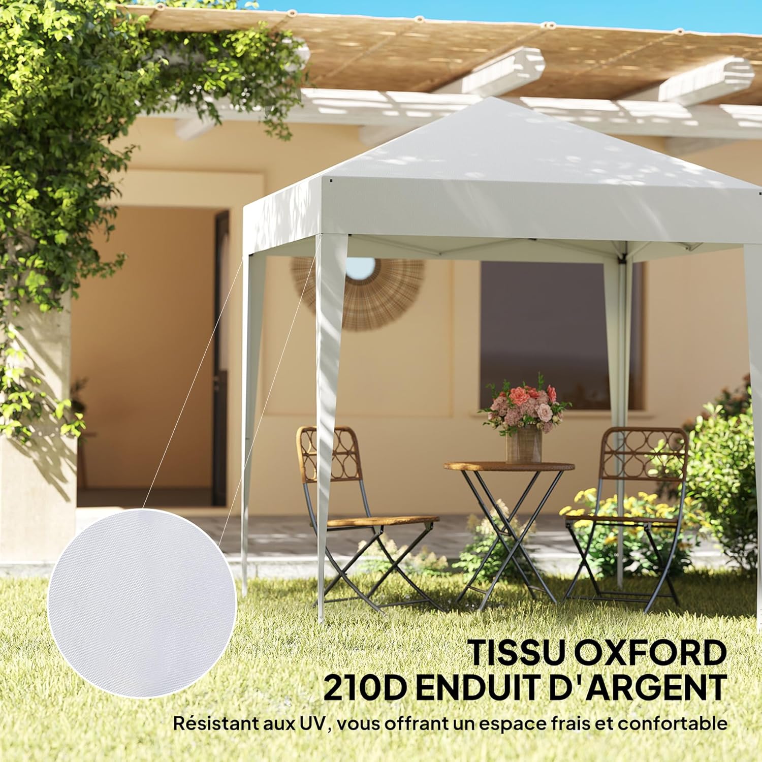 Outsunny - tonnelle pliante réglable - 2x2 m - acier, UV, 4 côtés amovibles