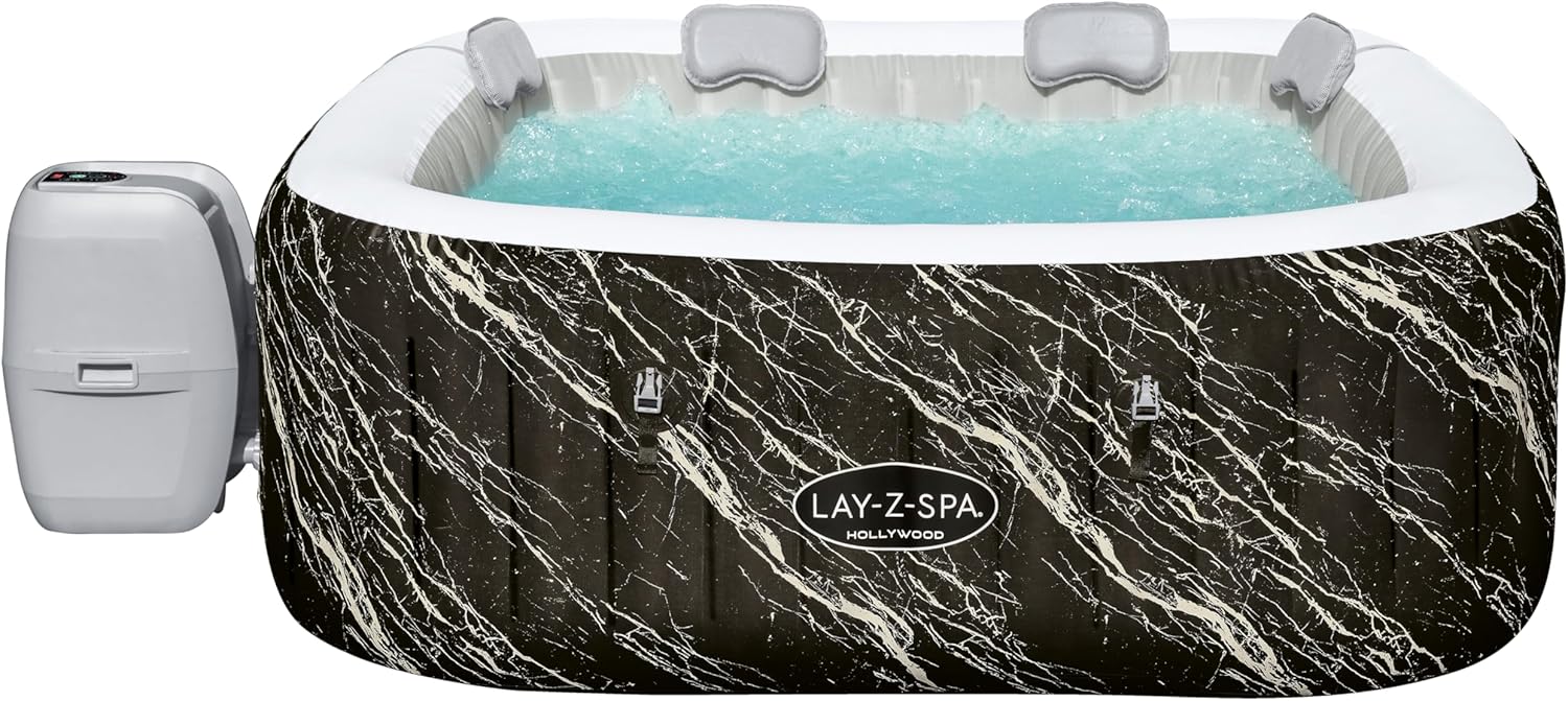 Bestway - Hollywood Luxe - 180x180x66cm - spa LED 4-6 personnes, noir