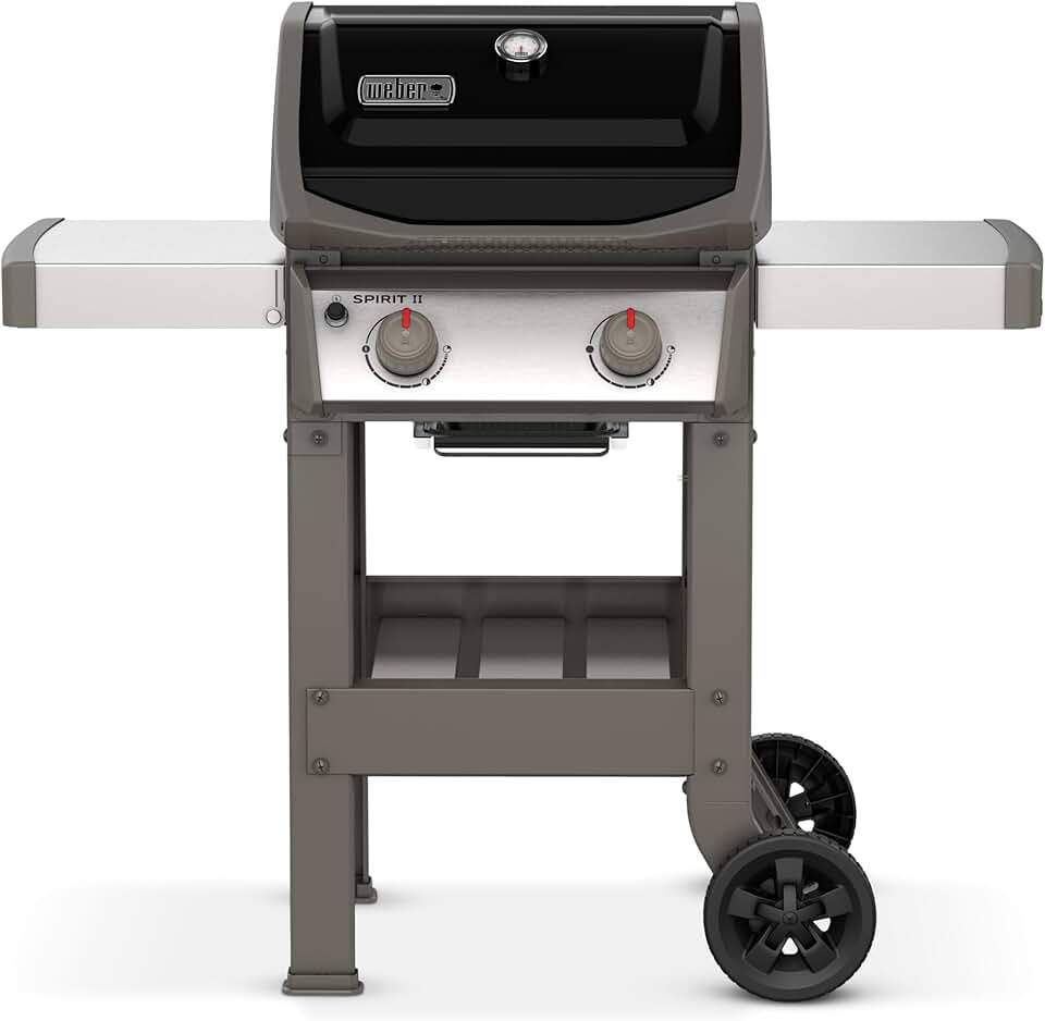 Weber - Spirit II E-210 - 51x46 cm - Barbecue gaz 2 brûleurs, grilles GBS, GS4, tablettes noir/argent