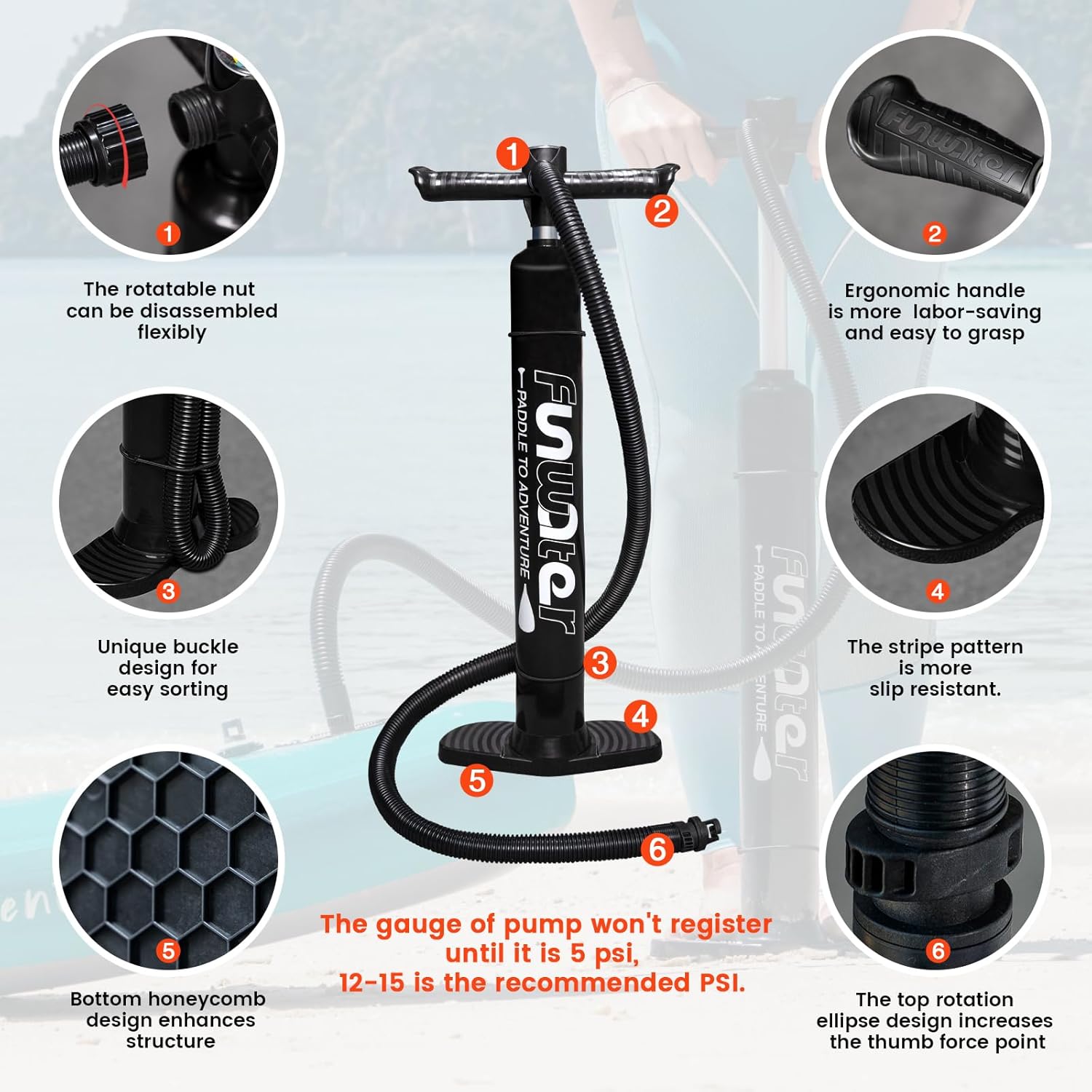 FunWater - SUP Gonflable Débutant/Famille - 320cm - Antidérapant EVA, pack complet