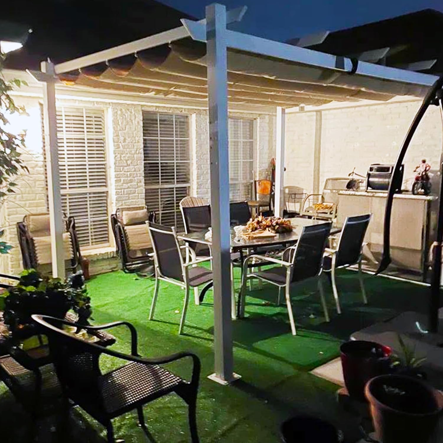 PURPLE LEAF - Pergola aluminium série - 4x3m - toile rétractable, autoportante, imperméable, kaki