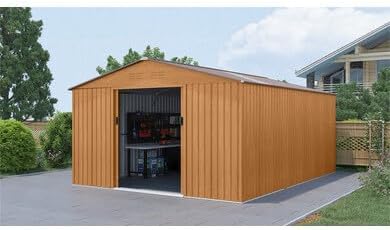 OOGarden - abri de jardin métal imitation bois 15m² puits de lumière