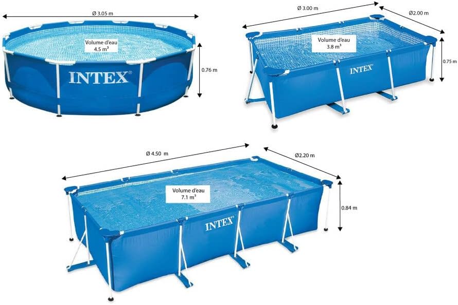 Intex 28274FR Kit de Piscinette Tubulaire Armature en Métal Bleu 4,5 x 2,2 x 84 cm 7100 L
