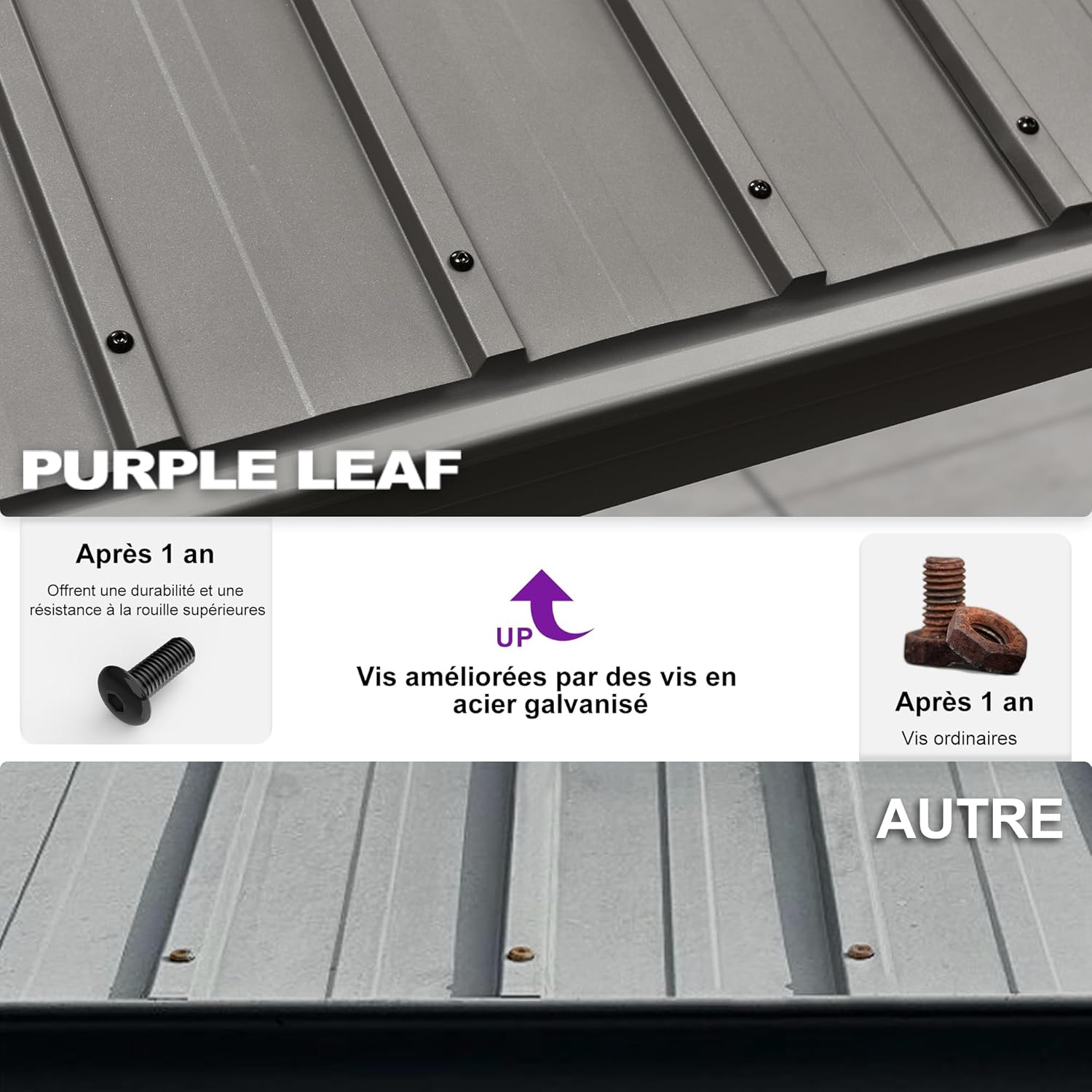 PURPLE LEAF - tonnelle jardin double toit - 3,65x4,25m - aluminium, moustiquaire, rideaux