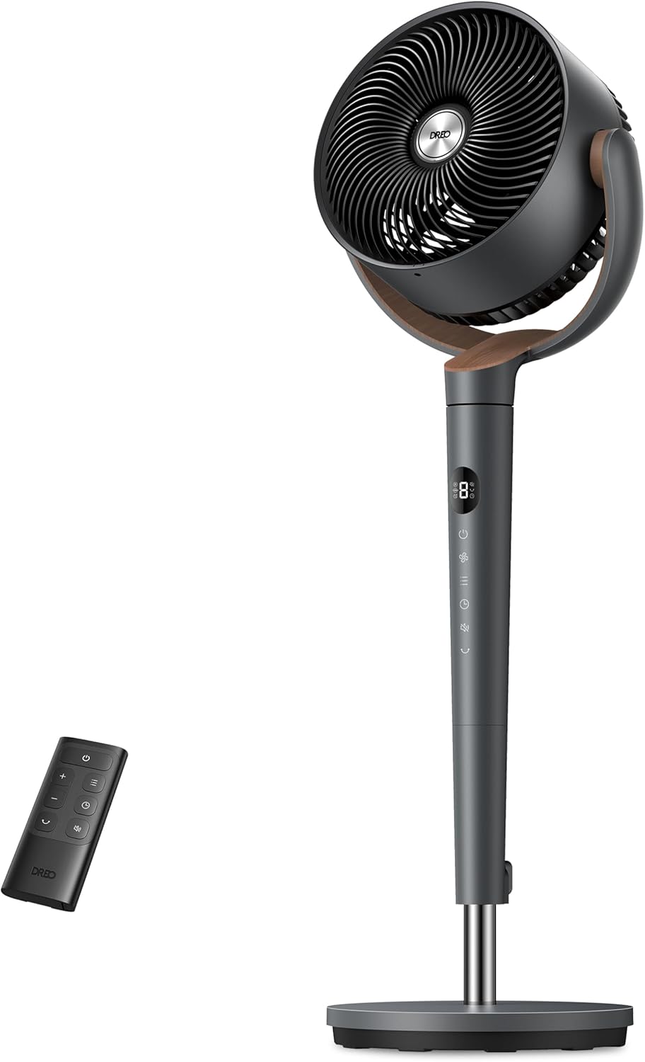 DREO ventilateur sur pied très silencieux avec télécommande, ventilateur grand format 20 dB avec moteur CC, oscillation 120°, 3 modes, hauteur réglable 94–107 cm, ventilateur de sol TurboPoly 512