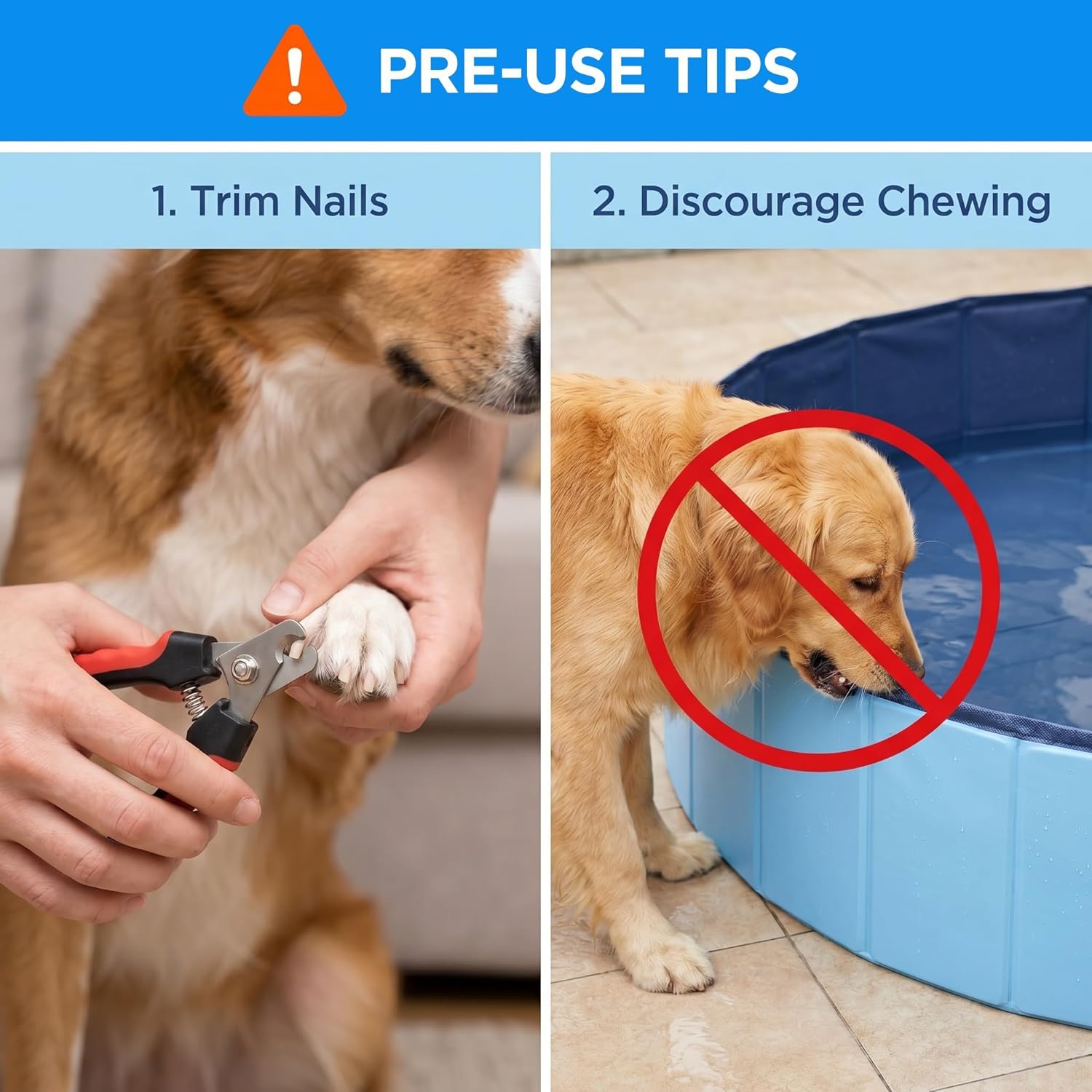 Piscine pliable pour chien - 100x30cm - antidérapante, drainage rapide, robuste