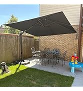 PURPLE LEAF Parasol Déporté Inclinable 3 x 3 m Carré avec Pied, Parasol de Jardin Extérieur Toile...