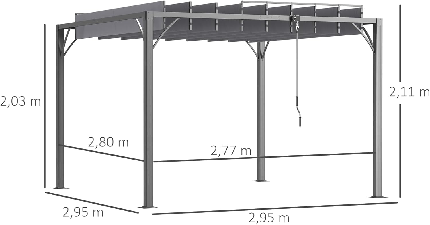 Outsunny - pergola bioclimatique - 3x3m - lames orientables aluminium UV 50+
