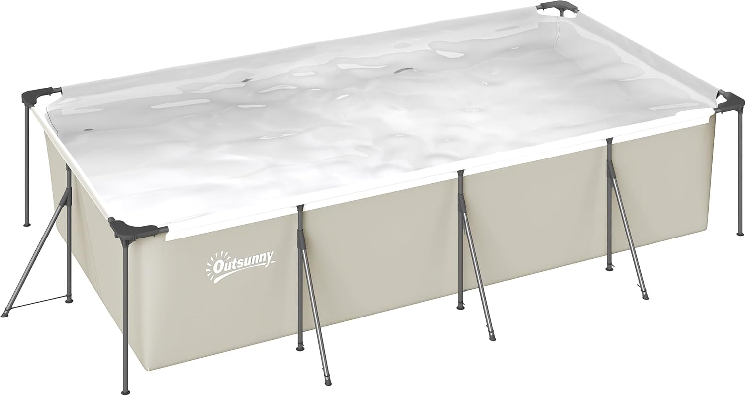 Outsunny - Piscine tubulaire familiale 394x208x80cm, PVC triple couche, structure stable, facile à monter - 6075L