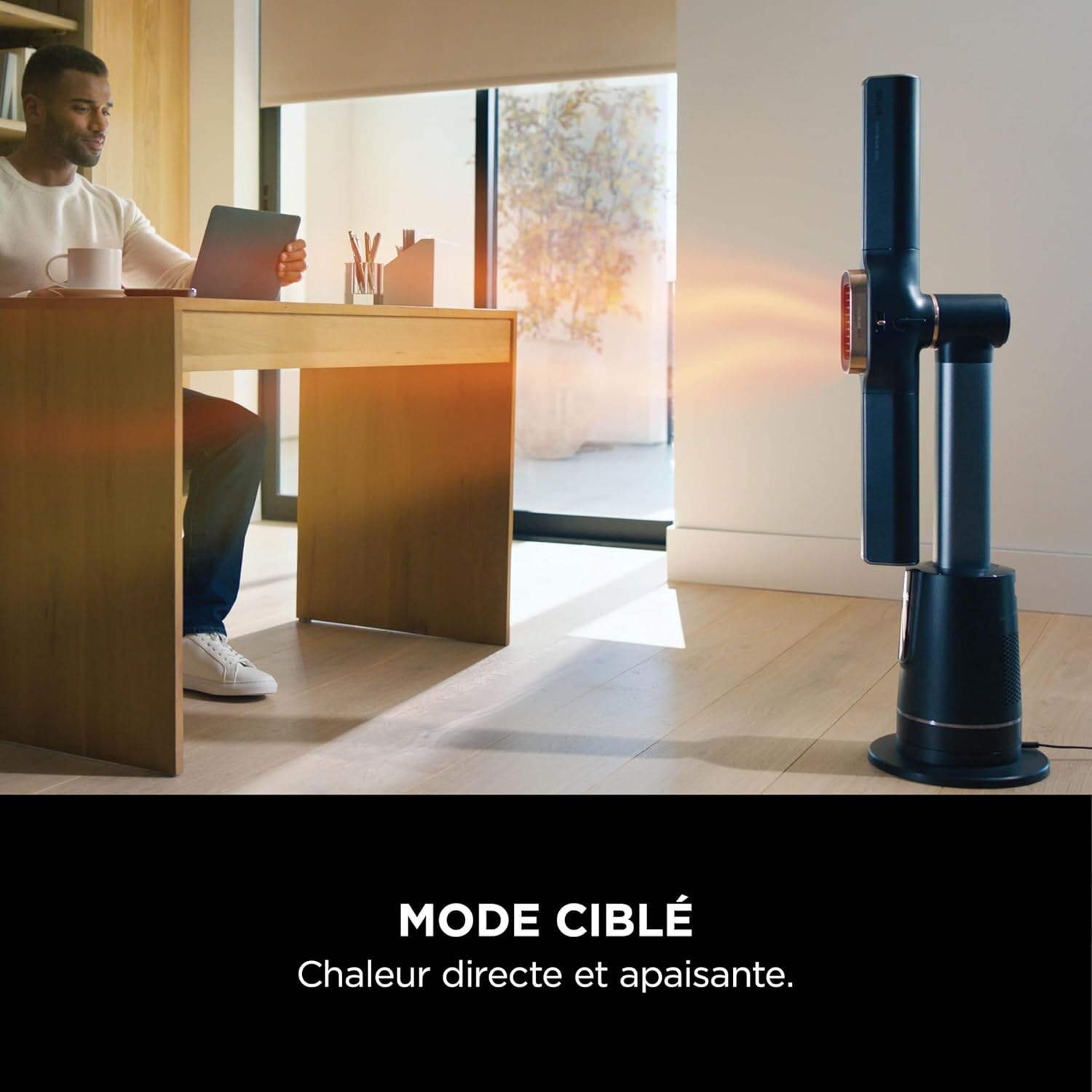 Shark TurboBlade Cool + Heat 2-en-1 Chauffage et ventilateur colonne sans pale, Telecomande, Multidirectionnel jusqu’à 20 mètres, 10 vitesses, Puissance 220W, Minuteur, Facile à nettoyer TH200EU