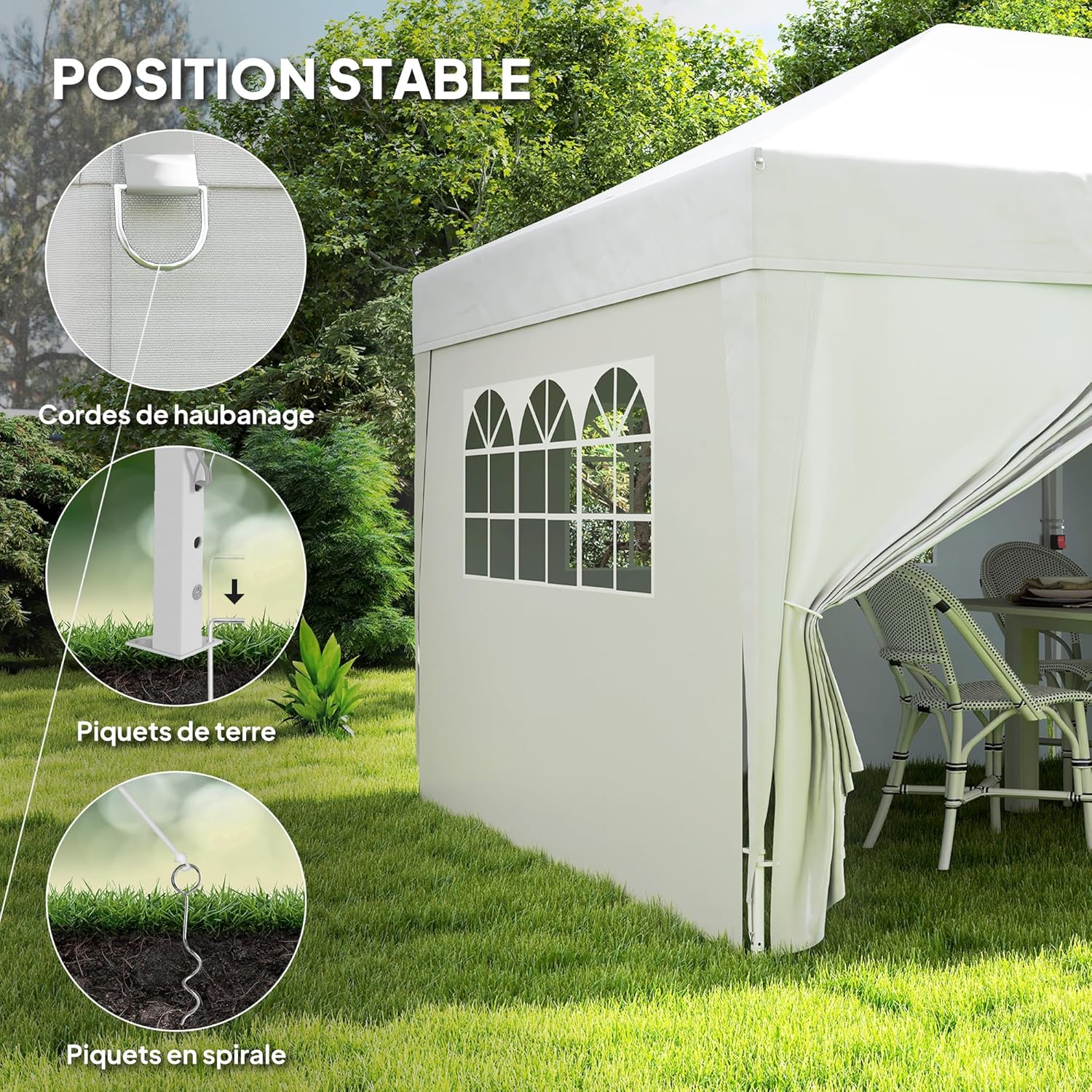 Outsunny - Tonnelle pliante série jardin 3x6m, 6 parois, sac inclus
