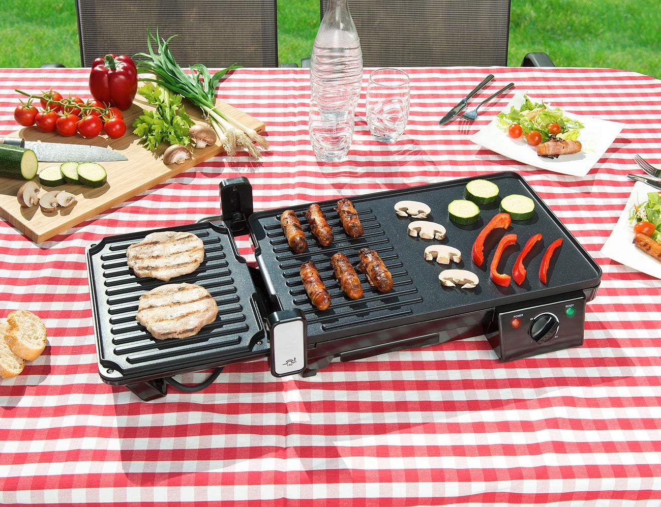 Rosenstein & Söhne - grille-plancha 2 en 1 2000W - table - cuisson rapide