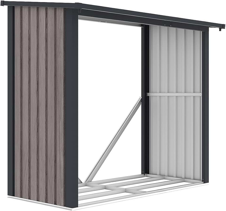 Vente-unique - Birwood abri bûches acier galvanisé 182x89x156cm - 1,98m3/2,5 stères - BIRWOOD