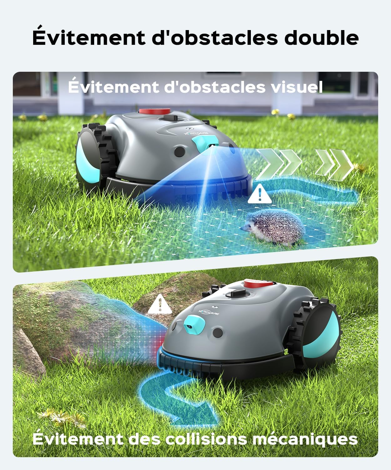YARDCARE - robot tondeuse caméra 150㎡, batterie 4Ah spiral V100