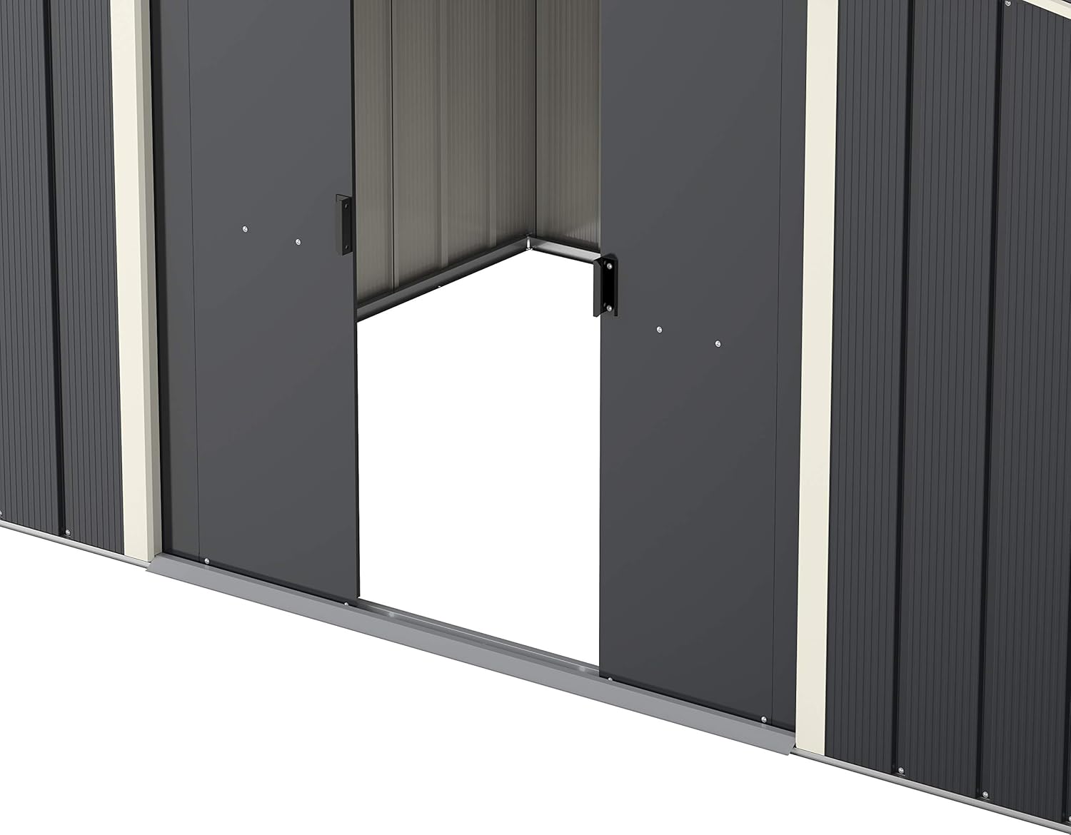Duramax ECO 6 x 4 (2.47 m2) Abri de jardin en métal, Abri de stockage en métal galvanisé à chaud, Abri de stockage d'outils, Structure de toit robuste et renforcée, Anthracite
