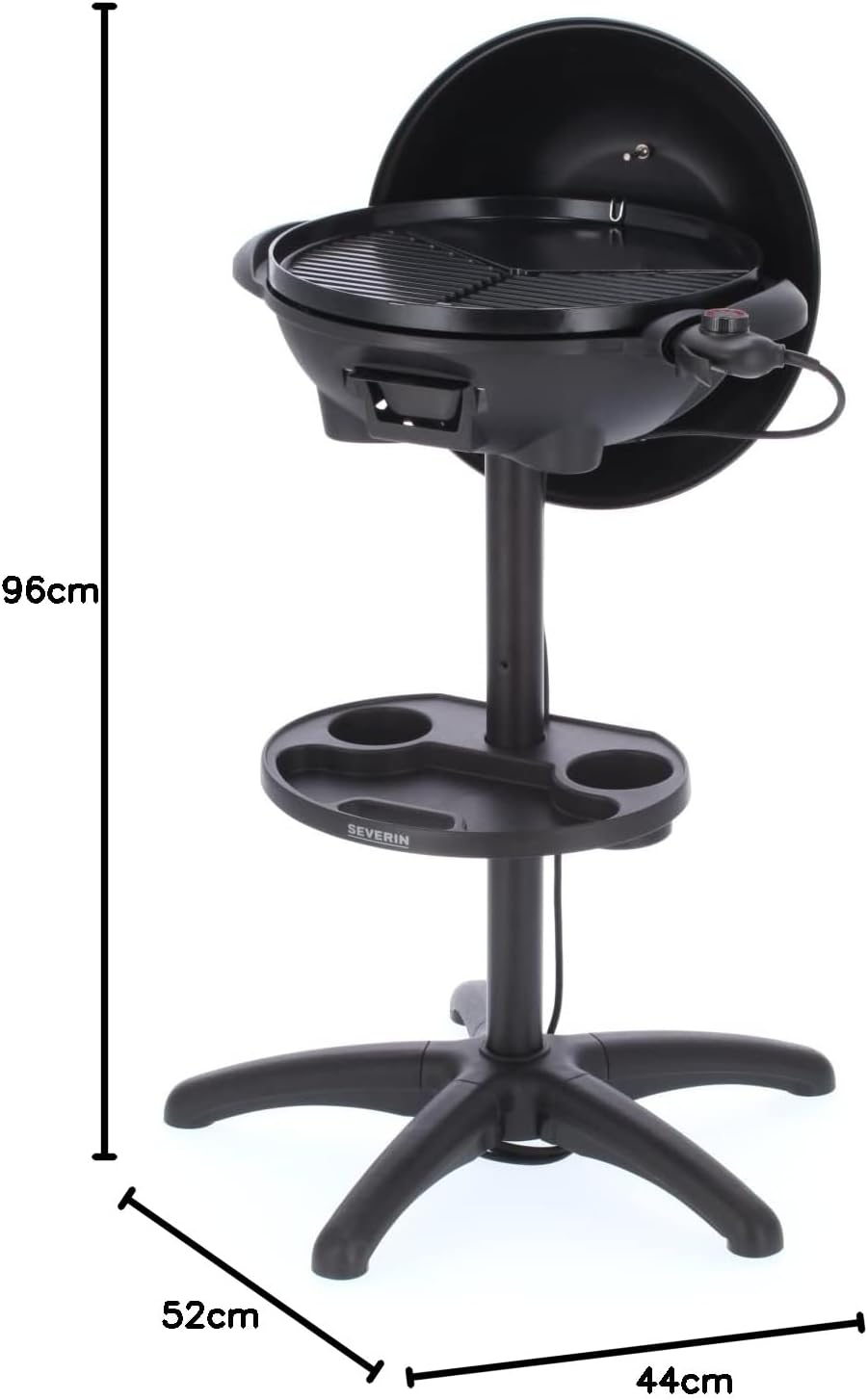 SEVERIN - barbecue électrique sur pieds - surface large, couvercle, grille fonte, thermomètre - PG 8541