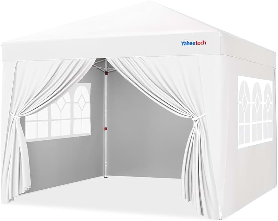 Yaheetech - tonnelle jardin série pliante - 3x3m - 4 parois, blanc