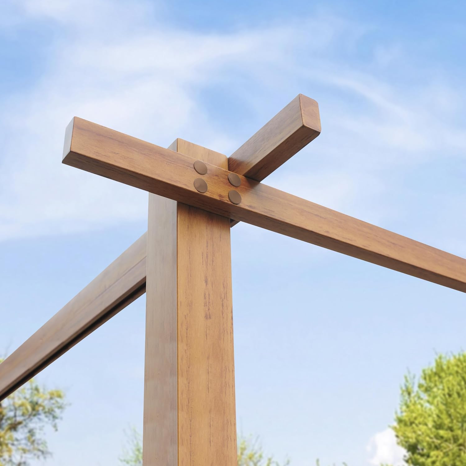 PRIMEYARD - pergola toit rétractable - 3x3 m - acier aspect bois