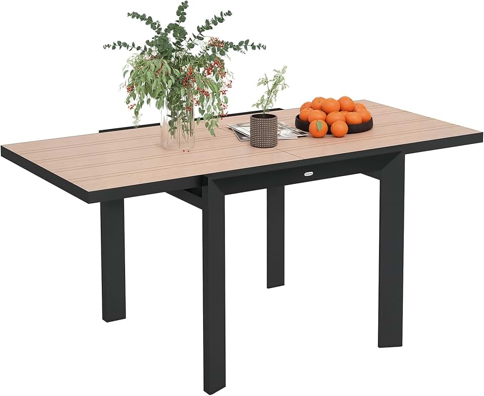 Outsunny - Table extensible aluminium - 80/160x80 cm - résistante, antidérapante, usage extérieur